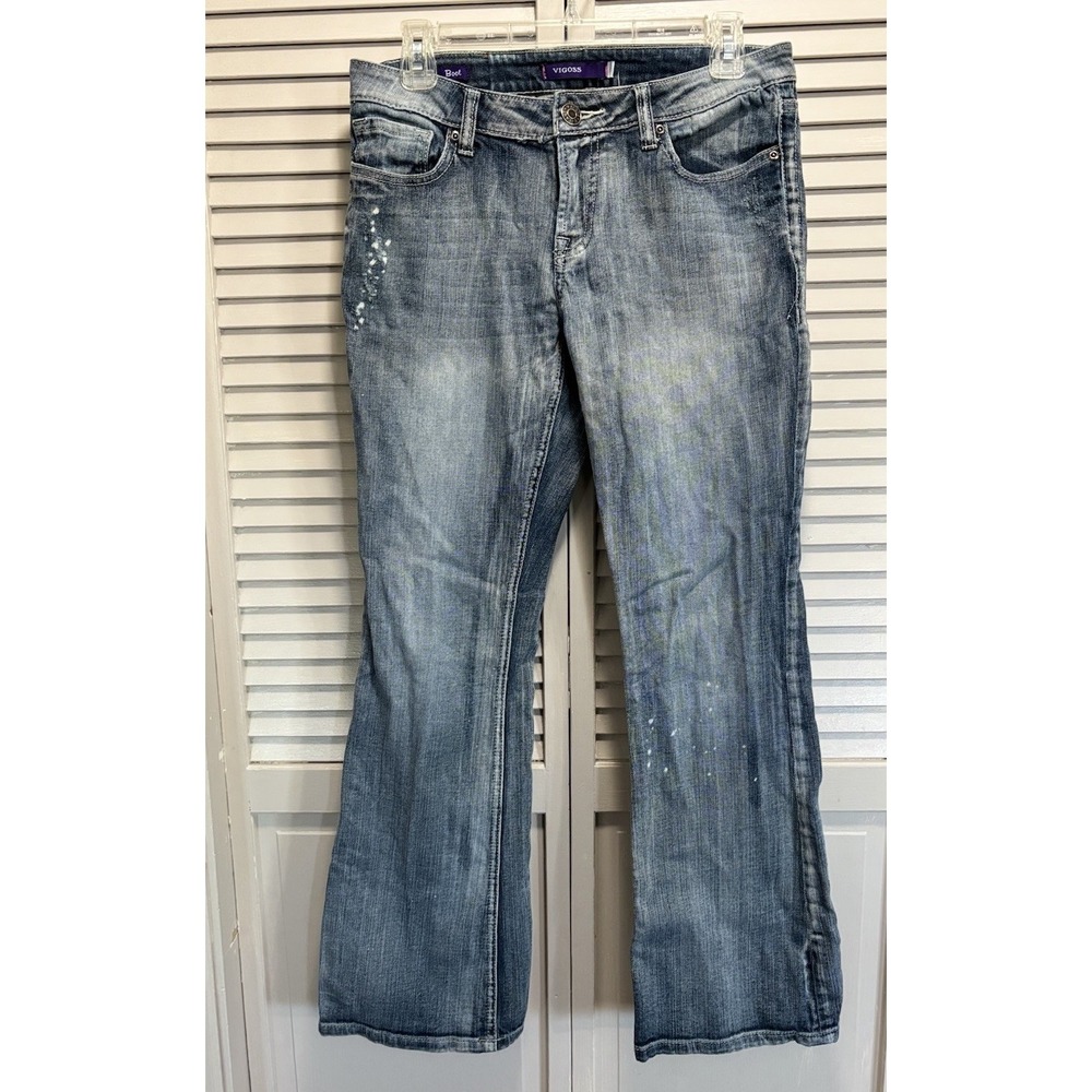Vigoss Denim Jeans‎ Boot Light Wash Low Rise Size 7 Pockets Boho Casual
